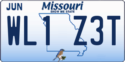 MO license plate WL1Z3T
