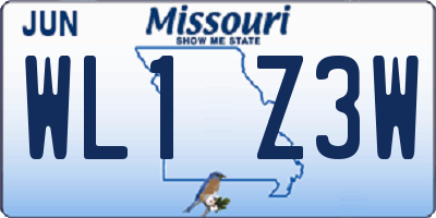 MO license plate WL1Z3W