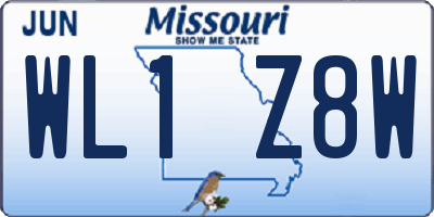 MO license plate WL1Z8W