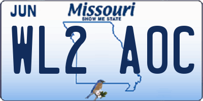 MO license plate WL2A0C