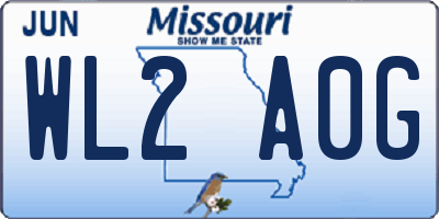 MO license plate WL2A0G