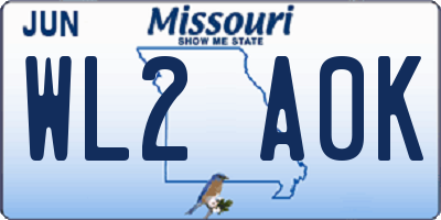 MO license plate WL2A0K