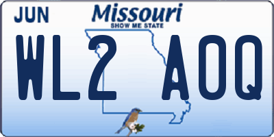 MO license plate WL2A0Q