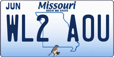 MO license plate WL2A0U