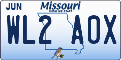 MO license plate WL2A0X