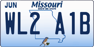 MO license plate WL2A1B