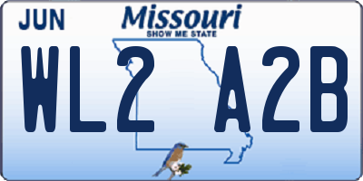 MO license plate WL2A2B