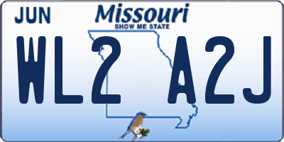 MO license plate WL2A2J