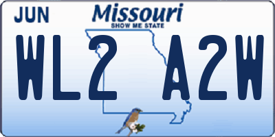 MO license plate WL2A2W
