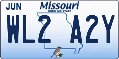 MO license plate WL2A2Y