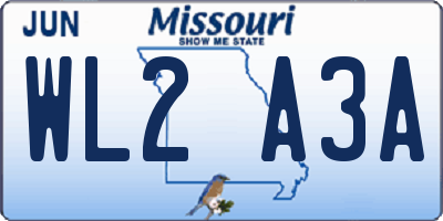 MO license plate WL2A3A