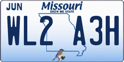 MO license plate WL2A3H