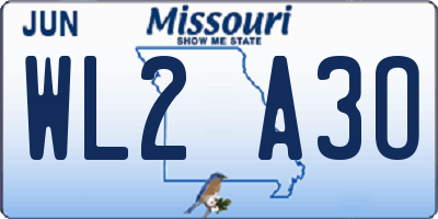 MO license plate WL2A3O
