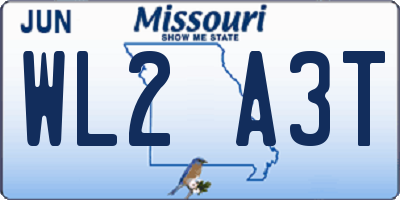 MO license plate WL2A3T