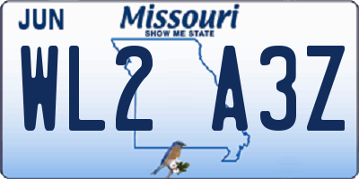 MO license plate WL2A3Z