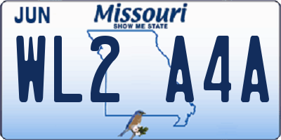 MO license plate WL2A4A