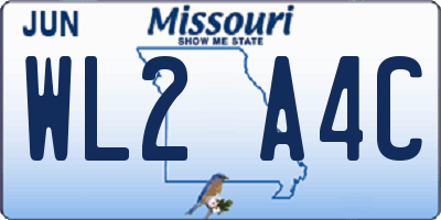 MO license plate WL2A4C