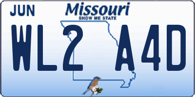MO license plate WL2A4D