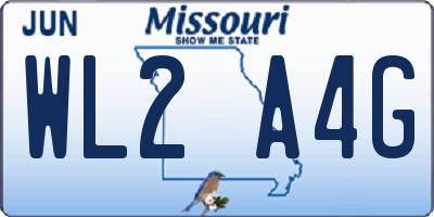 MO license plate WL2A4G