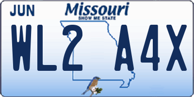 MO license plate WL2A4X