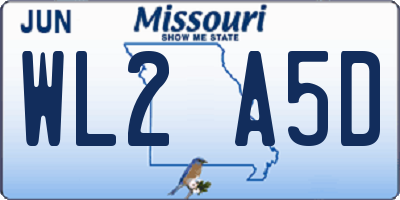 MO license plate WL2A5D