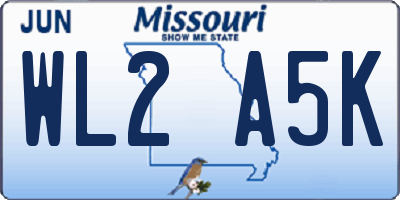 MO license plate WL2A5K