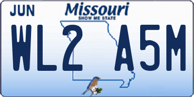 MO license plate WL2A5M
