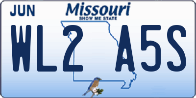 MO license plate WL2A5S
