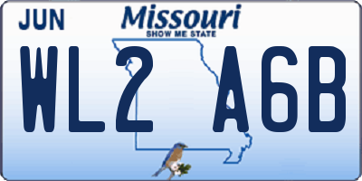 MO license plate WL2A6B