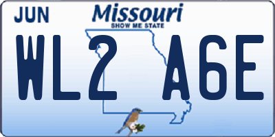 MO license plate WL2A6E