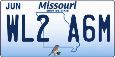 MO license plate WL2A6M