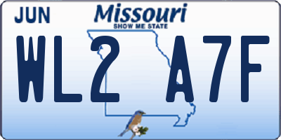 MO license plate WL2A7F