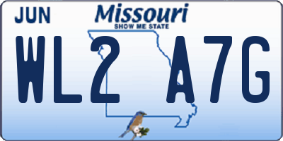 MO license plate WL2A7G