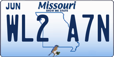 MO license plate WL2A7N
