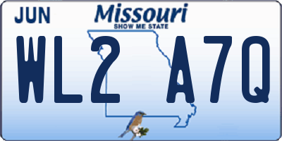 MO license plate WL2A7Q