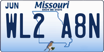 MO license plate WL2A8N