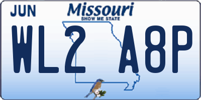 MO license plate WL2A8P