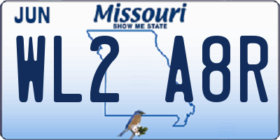 MO license plate WL2A8R