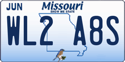 MO license plate WL2A8S