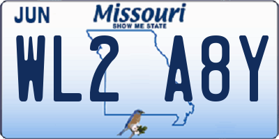 MO license plate WL2A8Y