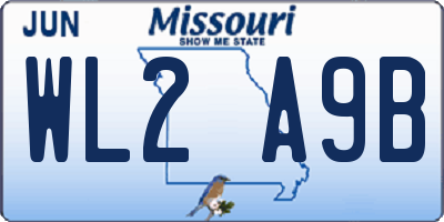 MO license plate WL2A9B
