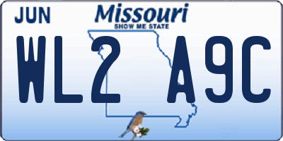 MO license plate WL2A9C