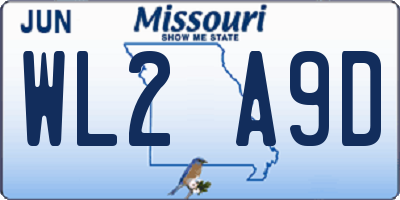 MO license plate WL2A9D