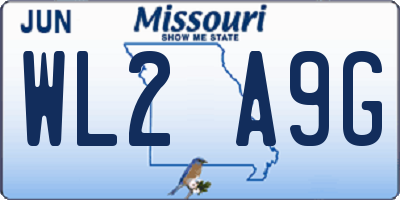 MO license plate WL2A9G
