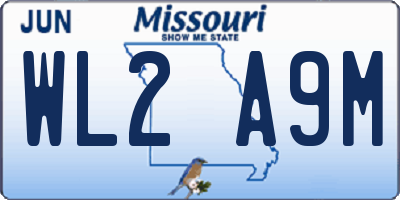 MO license plate WL2A9M
