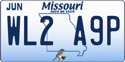 MO license plate WL2A9P