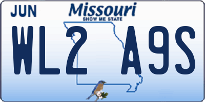 MO license plate WL2A9S