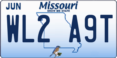 MO license plate WL2A9T