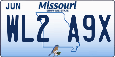 MO license plate WL2A9X