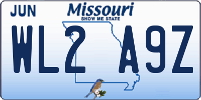 MO license plate WL2A9Z